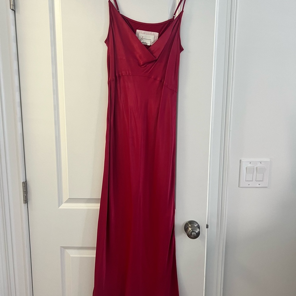Elegant magenta midi slip Dress